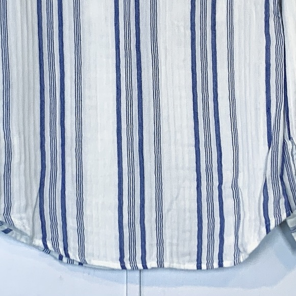 Nili Lotan Striped Kaya Button-Up Shirt in Blue & White Stripe - Picture 9 of 13